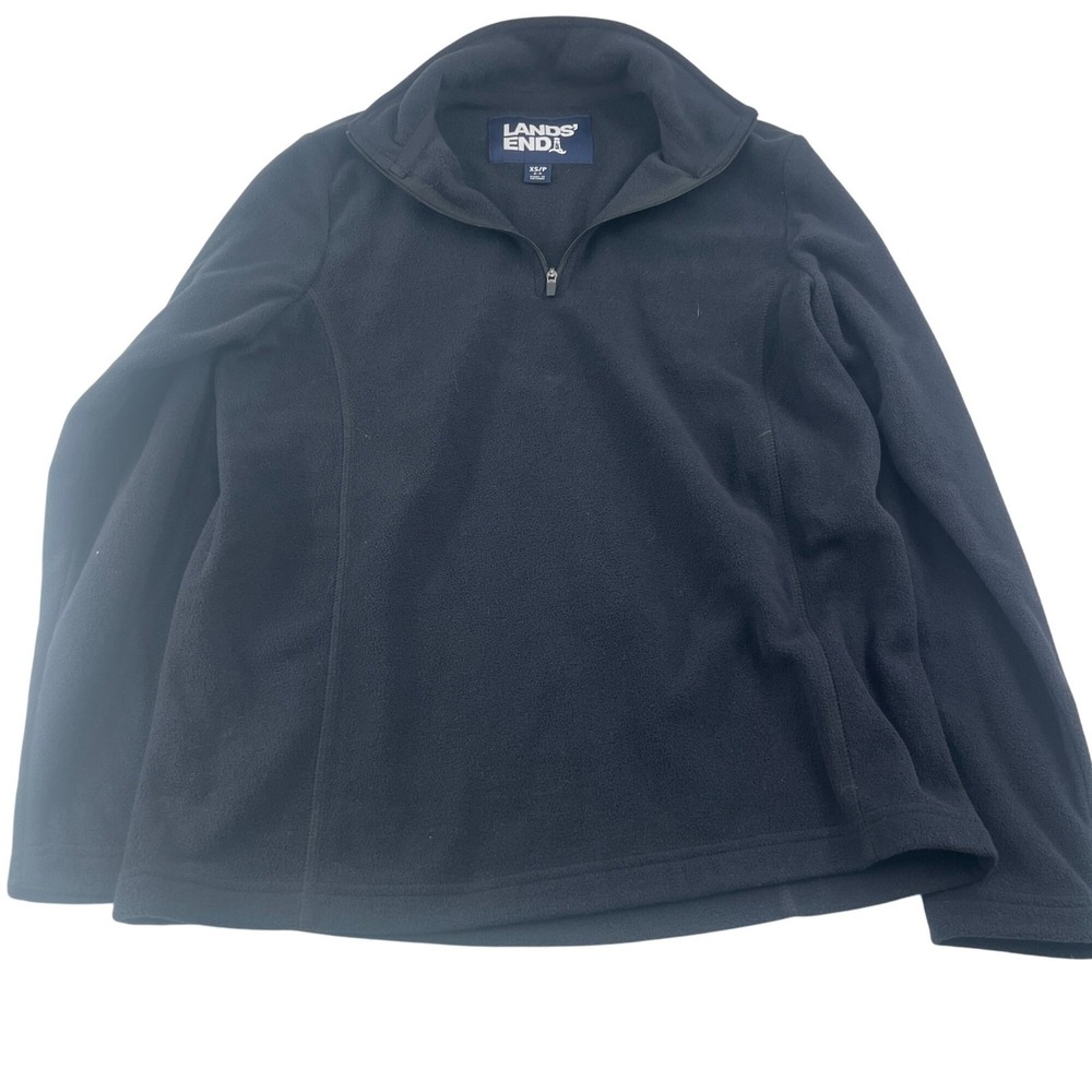 Lands‎ End Womens XS Black Fleece Pullover Jacket 1/4 Zip Polyester